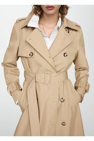 MANGO Woman Cotton Double-breasted Trench Coat