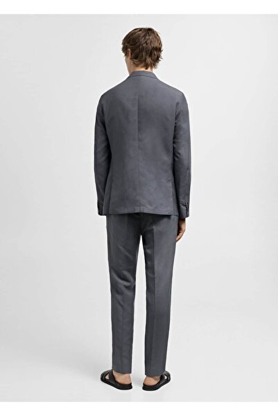 MANGO Man Dar kesim keten karışımlı kumaş pantolon