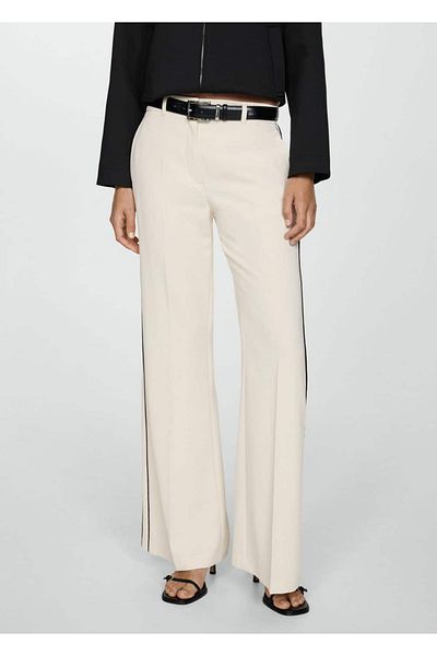 MANGO Woman Striped Wideleg Pants