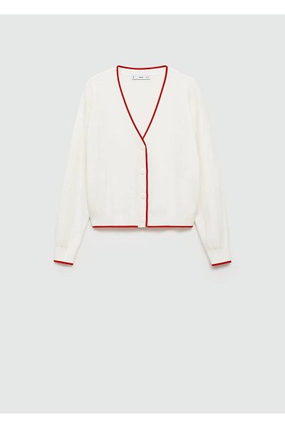 MANGO Woman Contrast Striped Cardigan