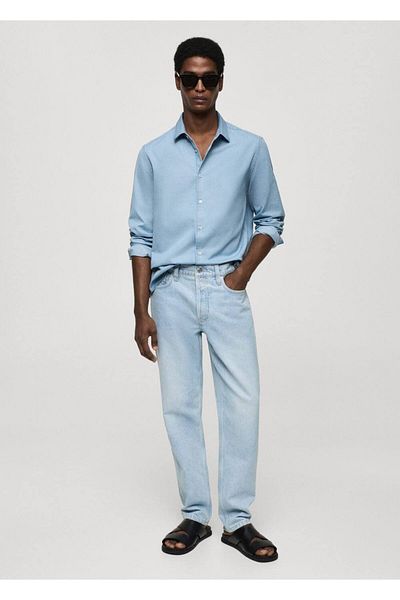 MANGO Man Cămașă din bumbac Chambray cu ajustare normală