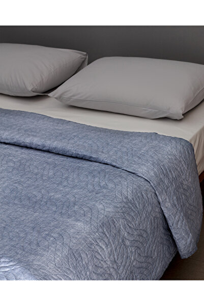 Madame Coco Delrico Çift Kişilik Baskılı Yatak Örtüsü - Mavi