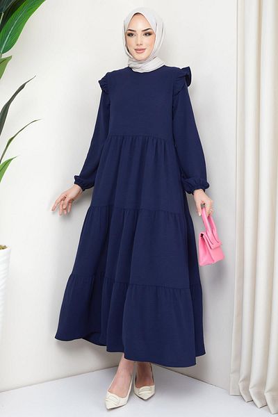 hafsamina Φόρεμα Navy Blue Ayrobin Hijab - Βολάν ώμου