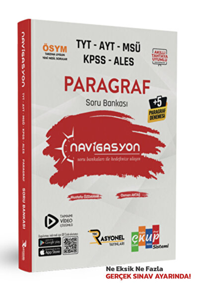 Rasyonel Yayınları Tyt-ayt-msü-kpss-ales Paragraf Soru Bankası (YAZARLARINDAN VİDEO ÇÖZÜMLÜ)