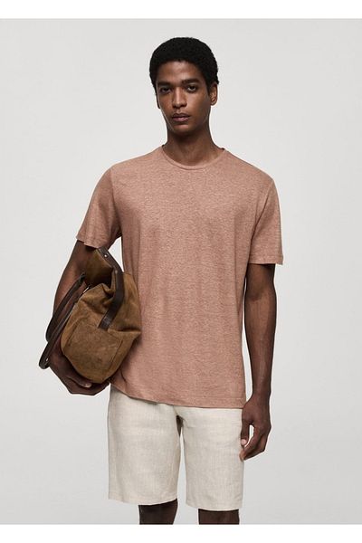 MANGO Man Regular Fit Linen T-Shirt