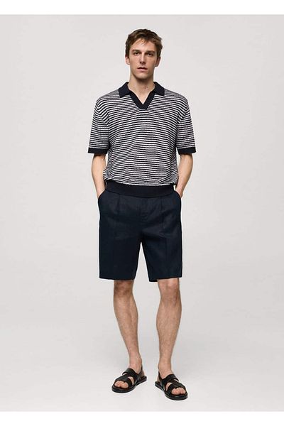 MANGO Man 100% Linen Bermuda Shorts with Pens