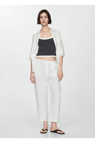 MANGO Woman Plátěné jogger kalhoty