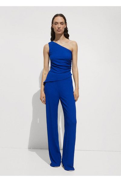 MANGO Woman Pantaloni drapați cu croială dreaptă