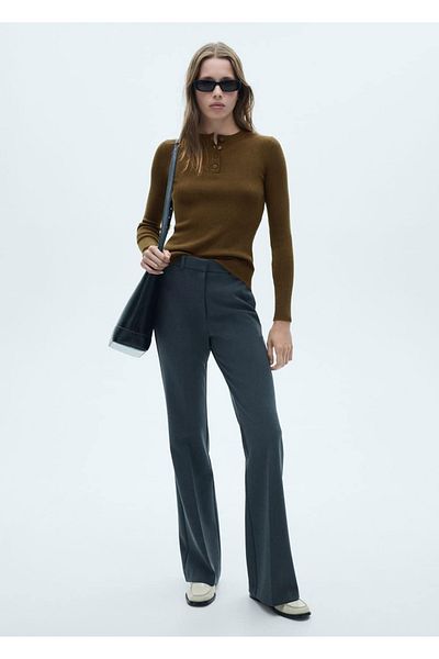 MANGO Woman Ribbed Buttoned Sweater