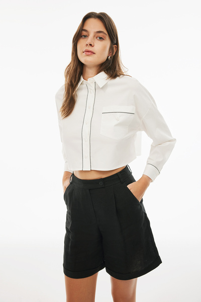 Perspective Γυναικείο πουκάμισο Balars Comfortable Fit Standard size Ecru Color