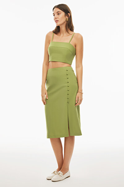 Perspective Blannes Regular Fit Light Green Color Skirt