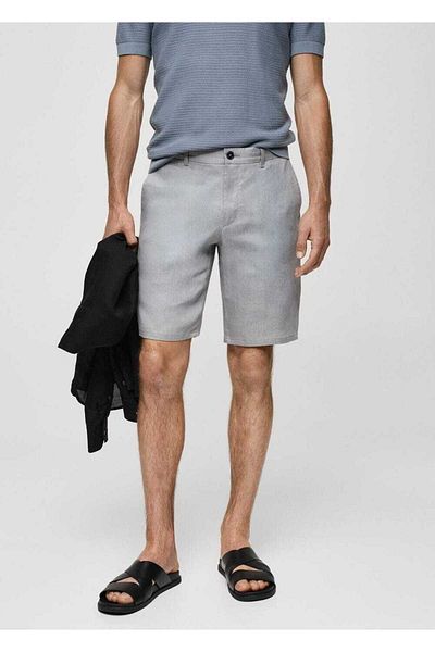 MANGO Man Slim Fit 100% Linen Bermuda Shorts