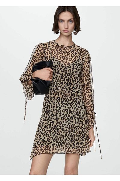 MANGO Woman Short Leopard Print Dress