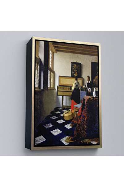 Oxyteez Johannes Vermeer cu cadru din lemn - Tablou de lecție de muzică - Lec...