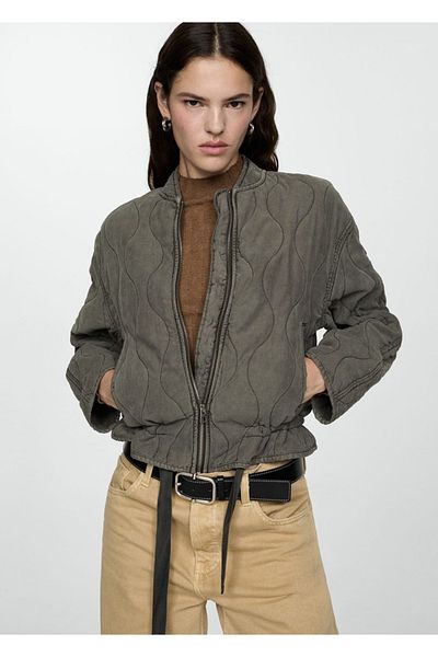 MANGO Woman Gathered Quilted Jacket