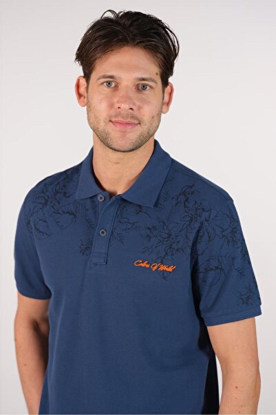 Arma Чоловіча темно-синя футболка з коміром-поло Y22374350101