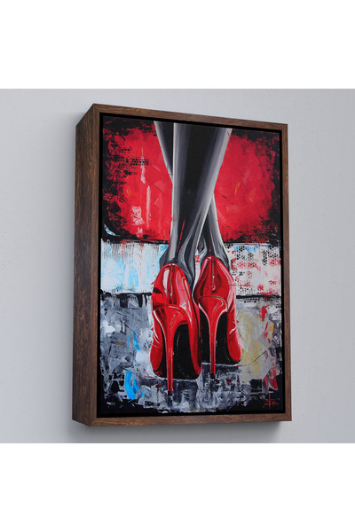 N NOXXO Pantofi roșii cu cadru din lemn pentru femei Tablo-7868