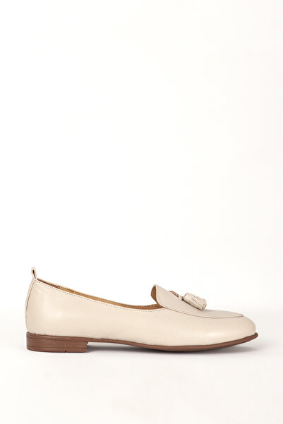 Dericlub Бежеві жіночі балетки - круглий носок, рівна підошва, натуральна шкі...