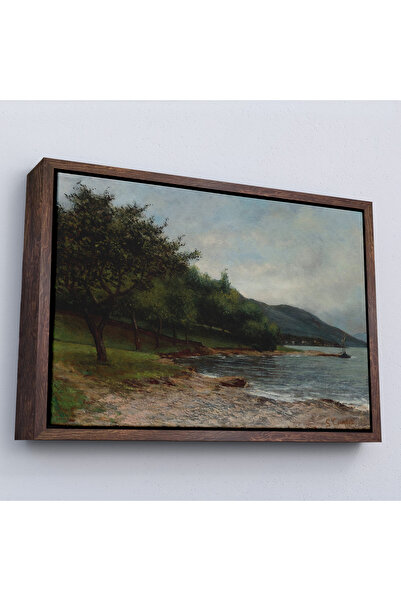 TAKI DERYASI Gustave Courbet cu cadru din lemn - Pictură Geneva pe coasta lacului-7092