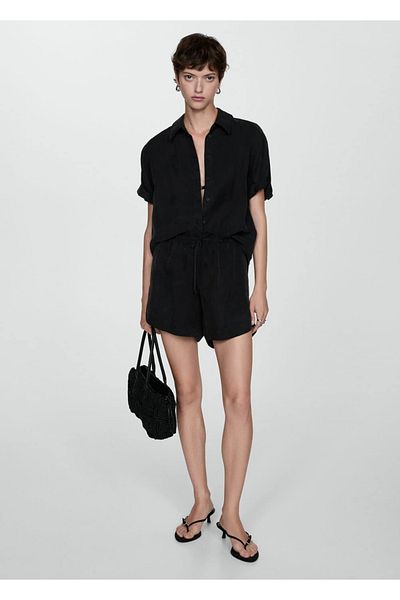 MANGO Woman Short Sleeve Cupro Shirt