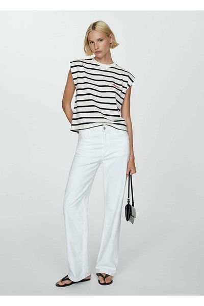 MANGO Woman Tricou cu dungi din bumbac