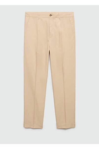 MANGO Man Pamuklu liyosel pensli pantolon