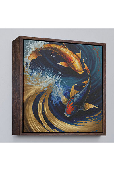 Oxyteez Ζωγραφική ψαριών Koi με ξύλινο πλαίσιο-8346
