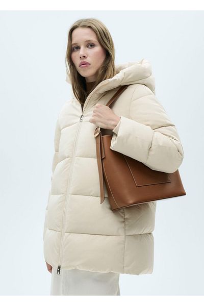 MANGO Woman Prošívaná bunda s kapucí
