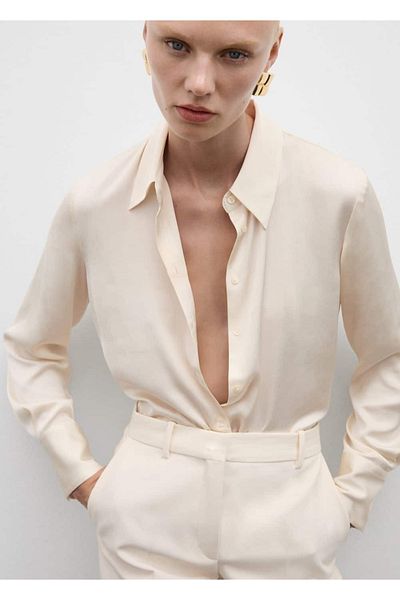 MANGO Woman Cămașă drapată din satin