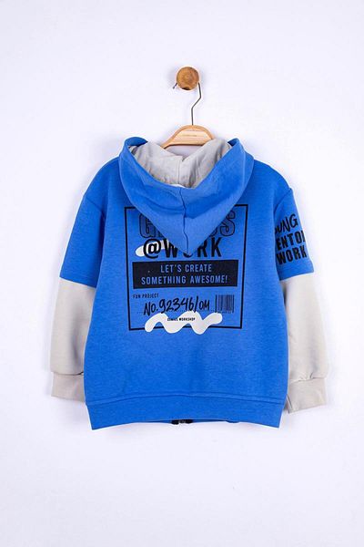 NK Cardigan cu glugă de lucru de culoare albastră pentru băiat de 04-08 ani