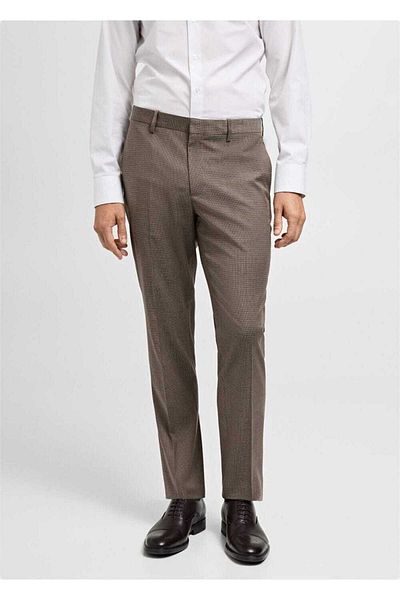 MANGO Man Molded Herringbone Super Slim Fit Fabric Pants
