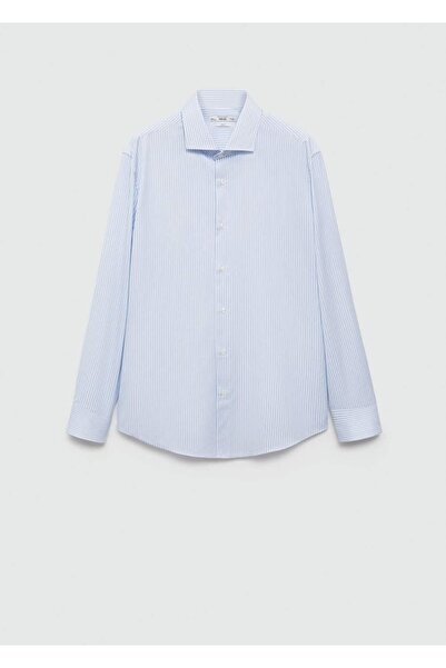 MANGO Man Regular kesim çizgili pamuklu gömlek