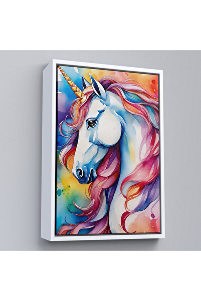 Oxyteez Tablou drăguț cu unicorn colorat cu cadru din lemn-7919