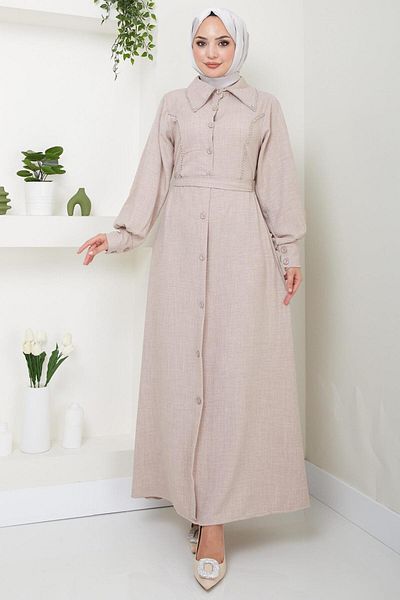 hafsamina Sofia Mink Dress - Bead Detail, HM2476