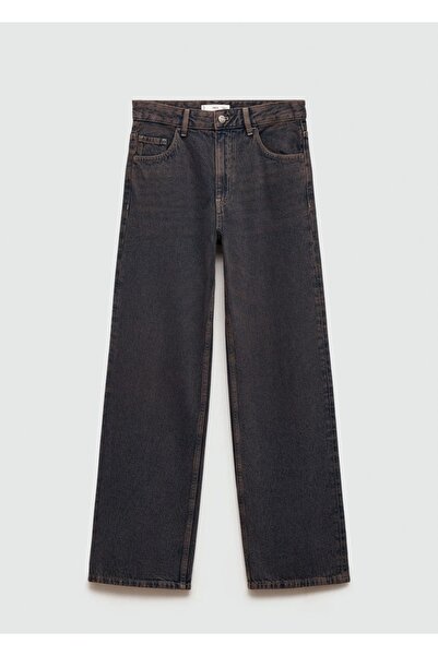 MANGO Woman Düz kesim orta bel Miami jean pantolon