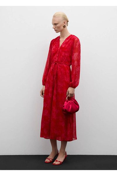 MANGO Woman Detailní šaty s květinovým vzorem uzel