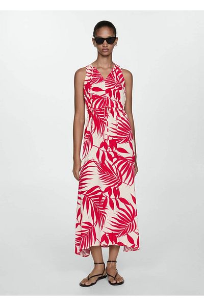 MANGO Woman Gemustertes Kleid mit Schleife