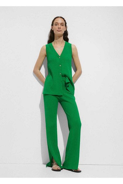 MANGO Woman Pantaloni drepti din croșetat