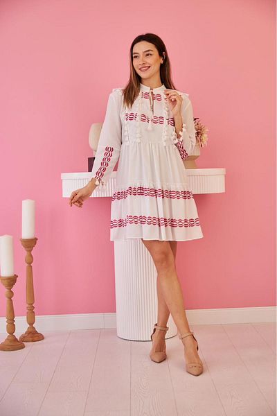 Elbee Fashion Woman Φόρεμα με φούντες και σχέδια