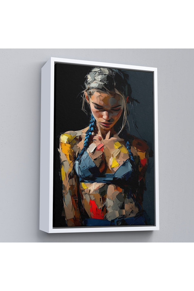 N NOXXO Pictură de femeie cu cadru din lemn cu aspect de vopsea în ulei-7686