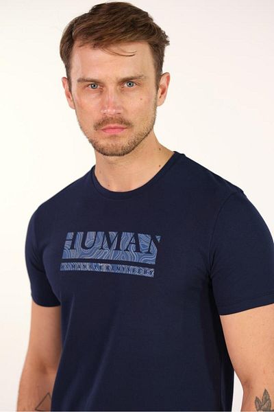Arma Ανδρικό μπλουζάκι Navy Blue Crew Neck Y 22344450801