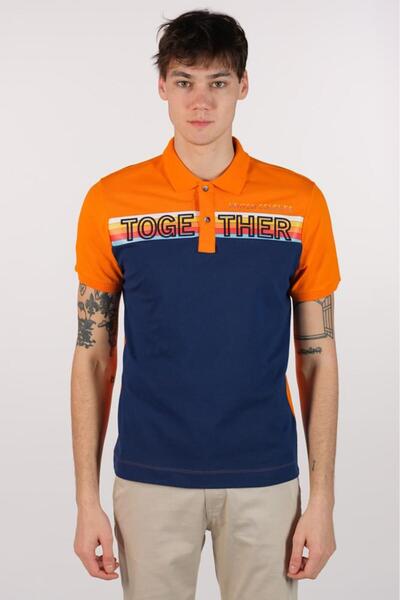 Arma Men's Orange Polo Neck T-Shirt Y 22374301401