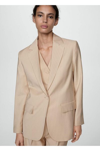 MANGO Woman Υφασμάτινο μπλέιζερ με ρίγες