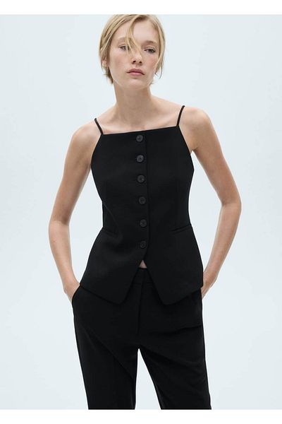MANGO Woman Жилетка с яка и копчета