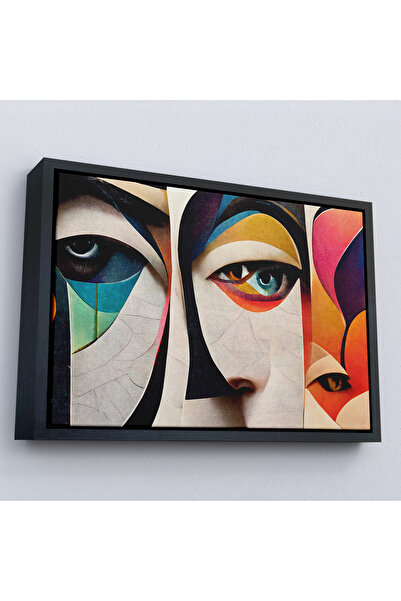 Oxyteez Tablou cu fețe abstracte cu rame din lemn-7217