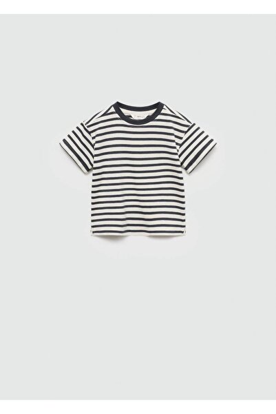 MANGO Baby Βαμβακερό ριγέ μπλουζάκι