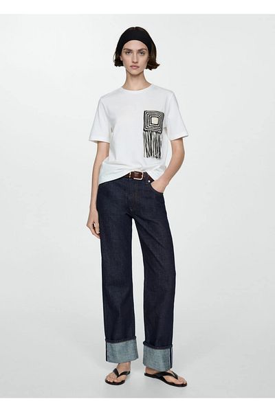 MANGO Woman Tricou cu broderie croșetată