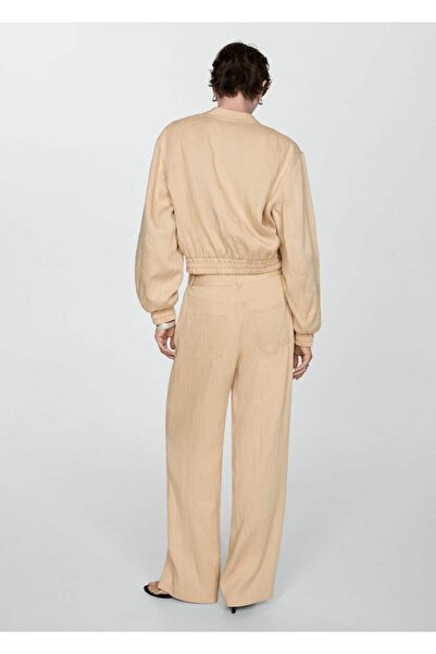 MANGO Woman Düz kesim dökümlü pantolon