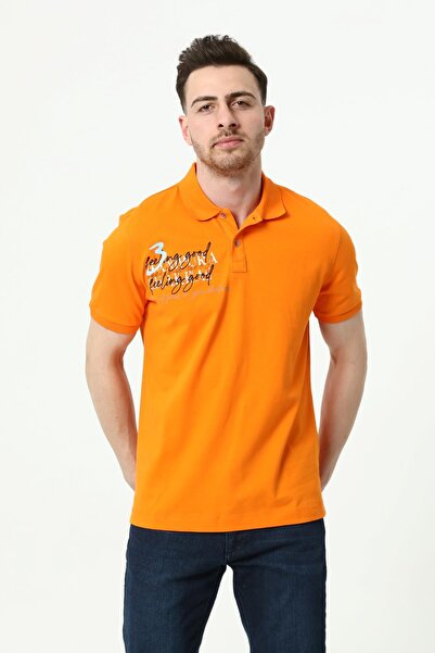 Arma Чоловіча помаранчева футболка з коміром-поло Y22374300701
