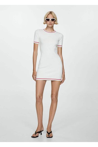 MANGO Woman Short Dress with Contrast Detail
